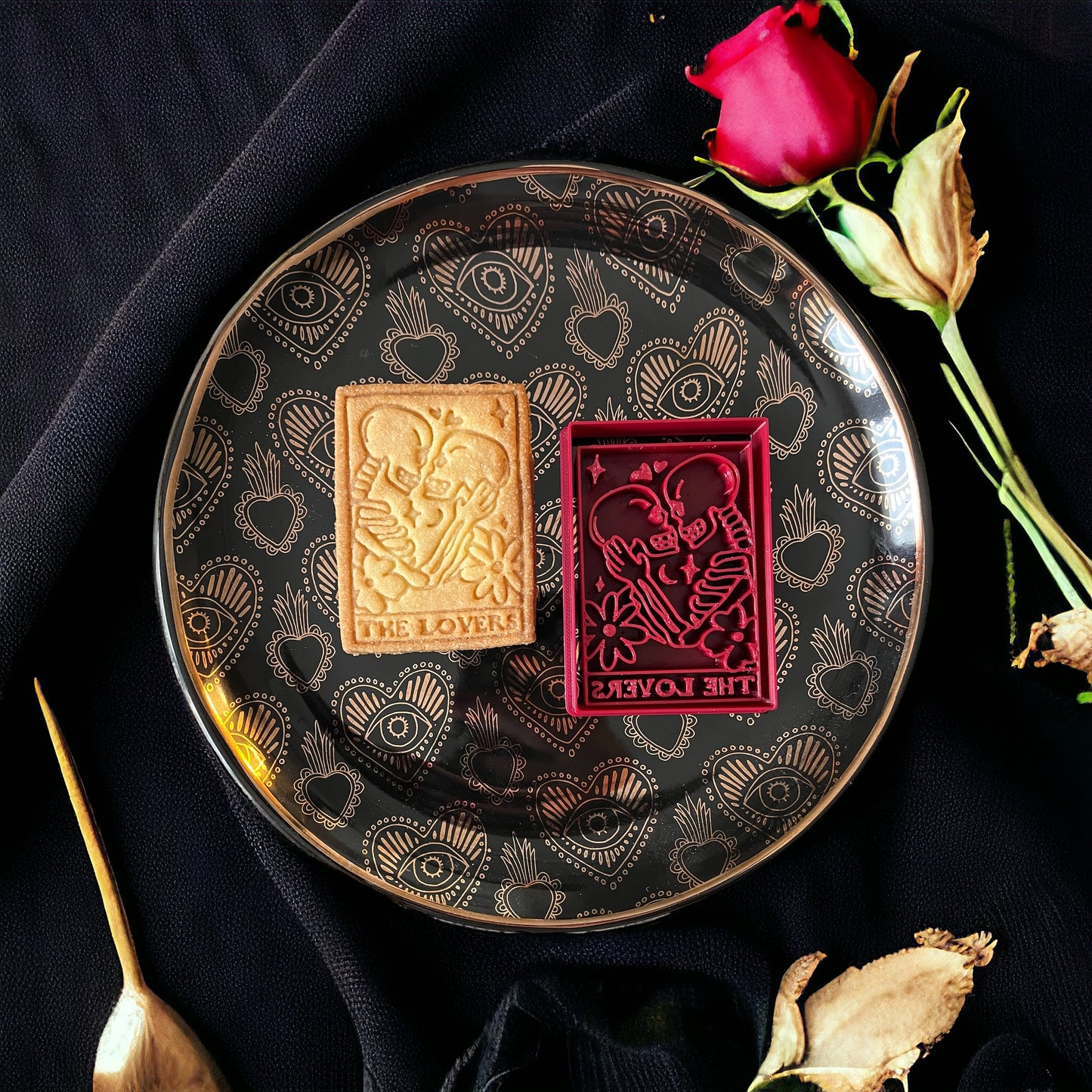 Lot 3 Cartes Tarot (The Moon - The Sun - The Lovers) - emporte-pièces