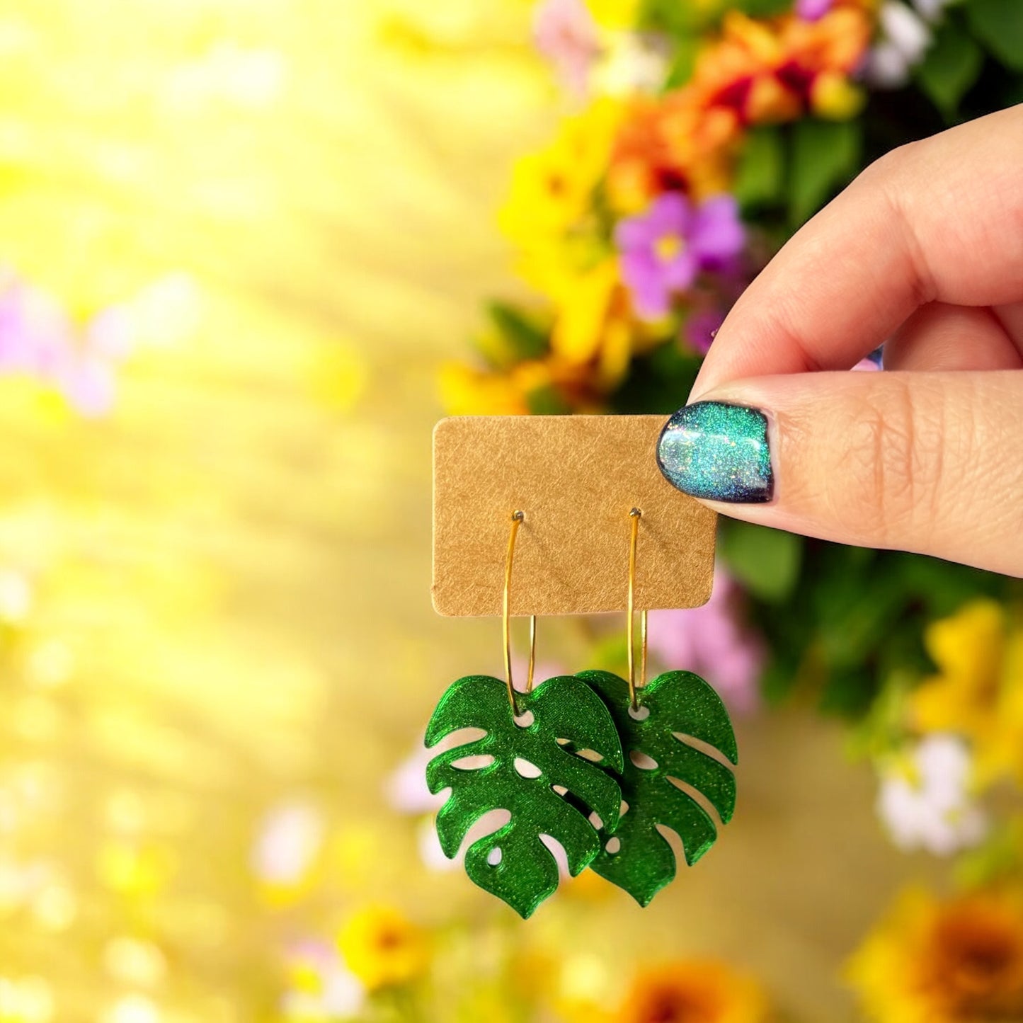 Feuille Monstera - Boucles d'oreilles
