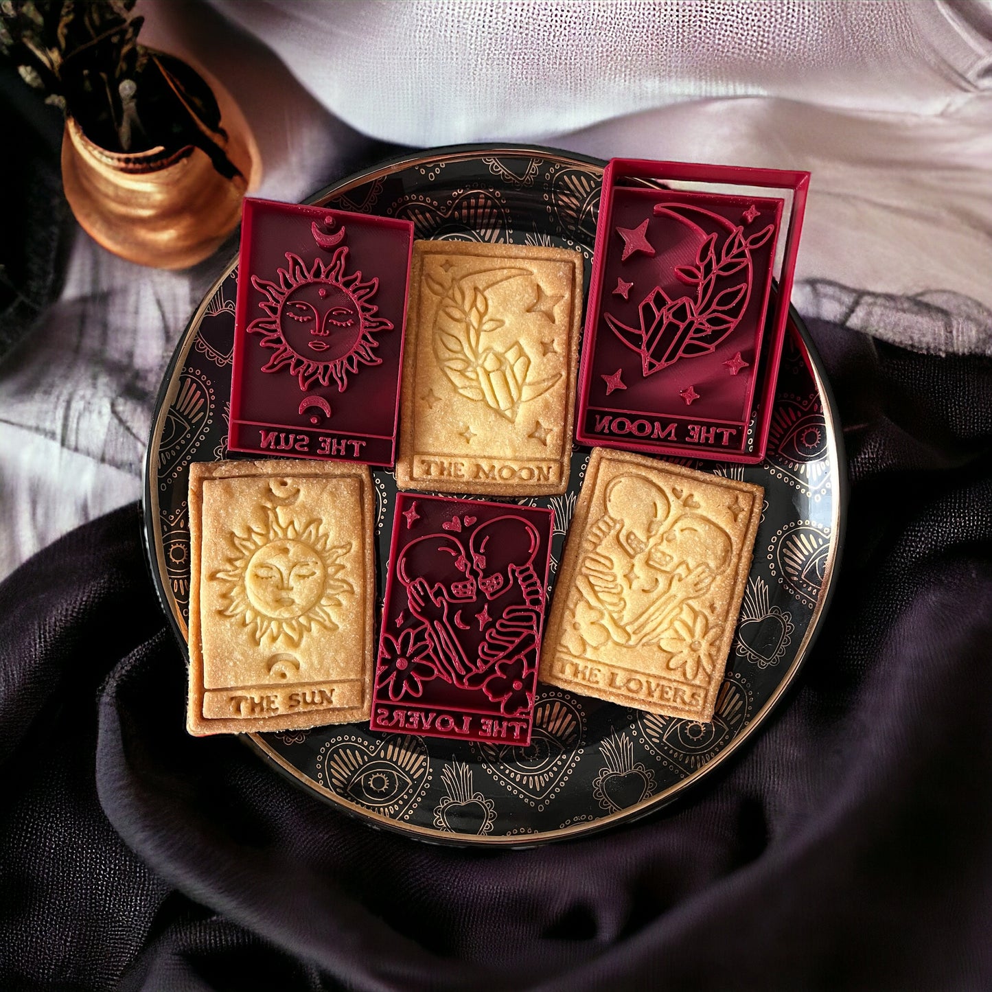 Lot 3 Cartes Tarot (The Moon - The Sun - The Lovers) - emporte-pièces