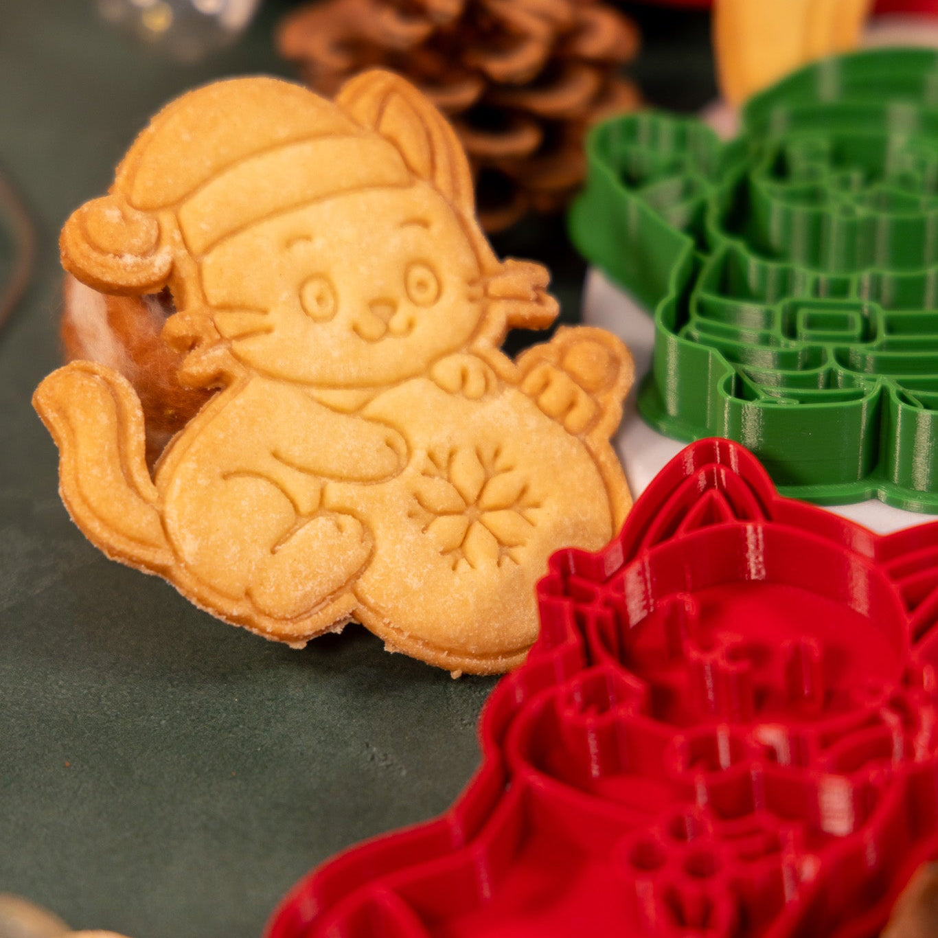 Chat boule de Noël - emporte-pièce