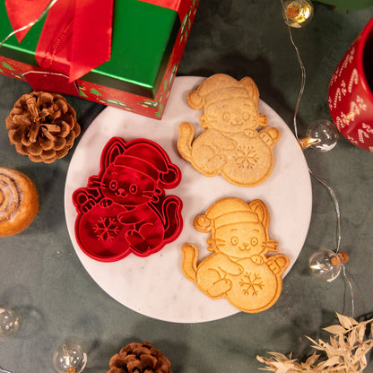 Chat boule de Noël - emporte-pièce