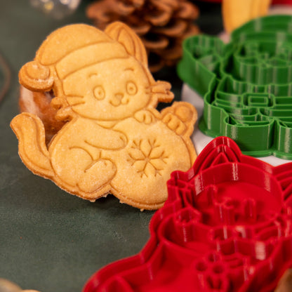 Chat boule de Noël - emporte-pièce