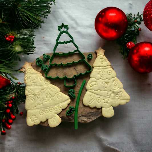 Sapin à décorer (20 cm) + 7 mini tampons - emporte-pièces